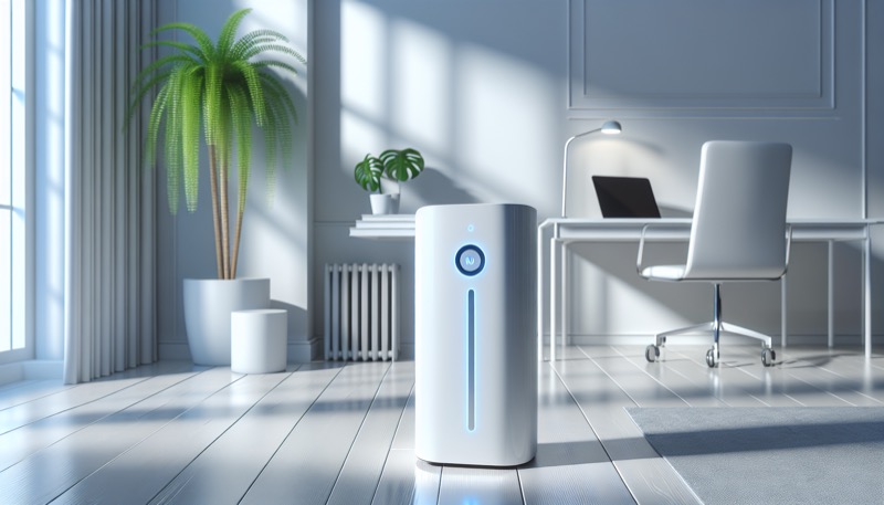 Coway Airmega 350 Luftreiniger im modernen Homeoffice