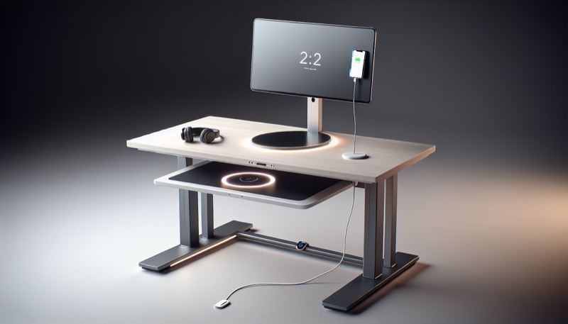 ATLASIO Smart Desk mit integriertem Wireless Charging und Touch-Panel